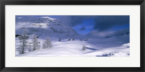 Framed Snowcapped mountain in a polar landscape, Simplon pass, Switzerland Print