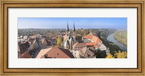 Framed Old town viewed from Blue Tower, Bad Wimpfen, Baden-Wurttemberg, Germany Print