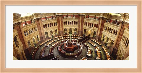 Framed High angle view of a library reading room, Library of Congress, Washington DC, USA Print