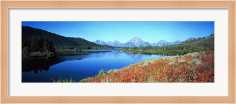 Framed Reflection of mountain in a river, Oxbow Bend, Teton Range, Grand Teton National Park, Wyoming, USA Print