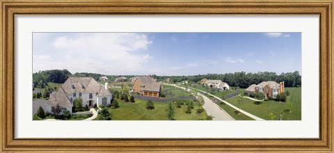 Framed High angle view of houses on a field Print