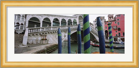 Framed Arch bridge across a canal, Rialto Bridge, Grand Canal, Venice, Italy Print