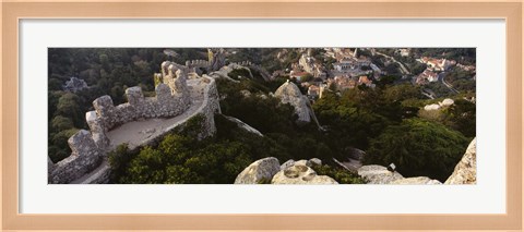 Framed High angle view of ruins of a castle, Castelo Dos Mouros, Sintra, Portugal Print