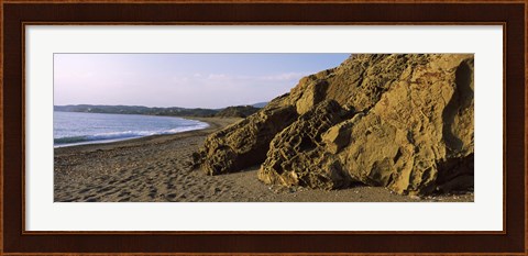 Framed Rock formations on the beach, Chios Island, Greece Print