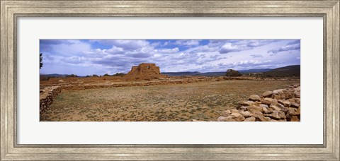 Framed Landscape view of Pecos Pueblo mission church ruins, Pecos National Historical Park, New Mexico, USA Print