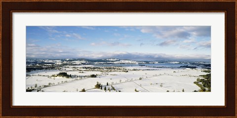 Framed Snow covered landscape, view from Neuschwanstein Castle, Fussen, Bavaria, Germany Print