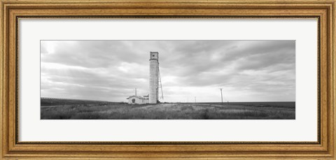 Framed Barn near a silo in a field, Texas Panhandle, Texas, USA Print