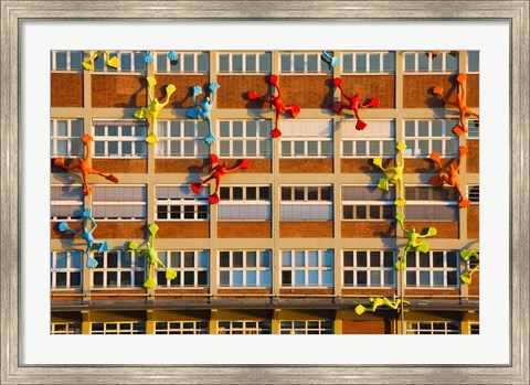 Framed Flossies Figures covering a Building, Medienhafen, Dusseldorf, North Rhine Westphalia, Germany Print
