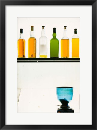 Framed Bottles displayed at the Bookworm Cafe, Sanlitun, Chaoyang District, Beijing, China Print