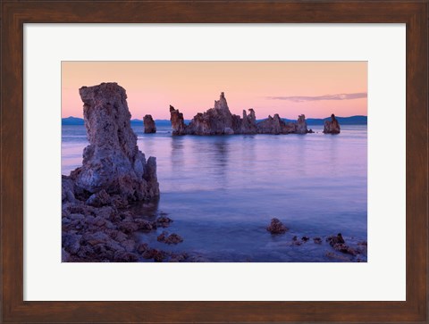 Framed Tufa formations at Sunset, Mono Lake, California Print