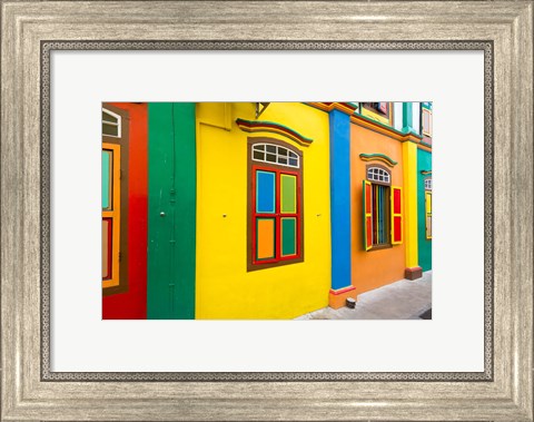 Framed Restored building in Little India, Singapore Print