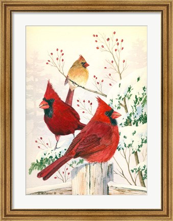Framed Cardinals In Winter Print