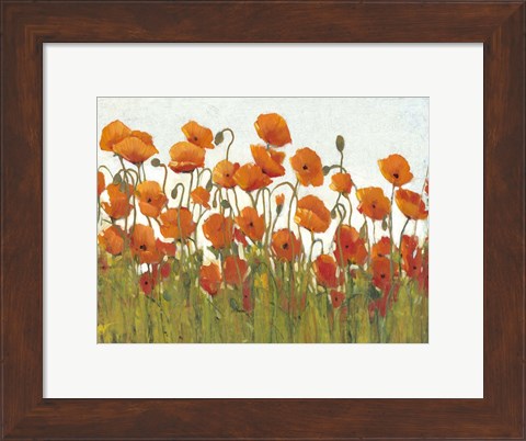 Framed Rows of Poppies II Print
