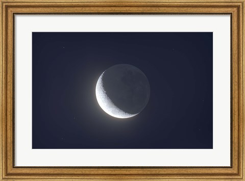Framed Waxing crescent moon with Earthshine Print