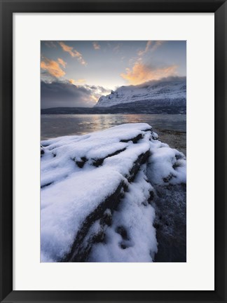 Framed cold morning in Grovfjorden, Troms County, Norway Print
