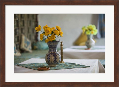 Framed Flowers and Room Detail in Dessert House, Morocco Print
