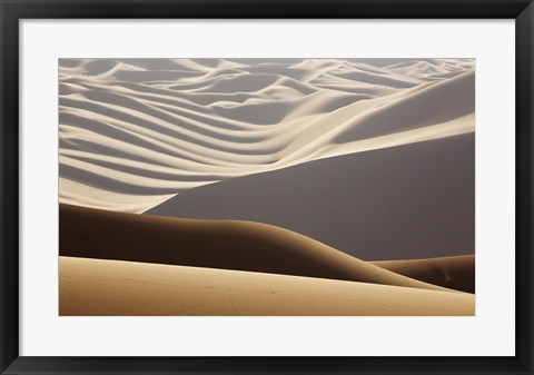 Framed Abstract of desert shapes, Badain Jaran Desert, Inner Mongolia, China Print