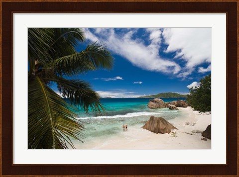 Framed Anse Patates Beach, La Digue Island, Seychelles Print