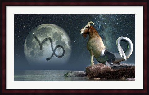 Framed Capricorn is the tenth astrological sign of the Zodiac Print