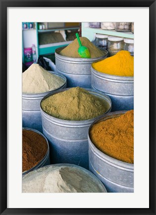 Framed Spices, The Souqs of Marrakech, Marrakech, Morocco Print
