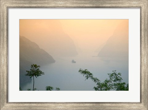 Framed Sunset View of Xiling Gorge, Three Gorges, Yangtze River, China Print