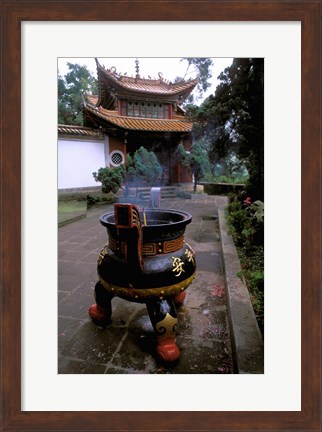 Framed Temple and Incense Burning, Bamboo Village, Kunming, Yunnan Province, China Print
