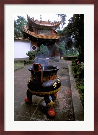 Framed Temple and Incense Burning, Bamboo Village, Kunming, Yunnan Province, China Print