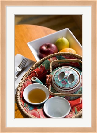 Framed Traditional Chinese teapot and cup, Hong Kong, China Print