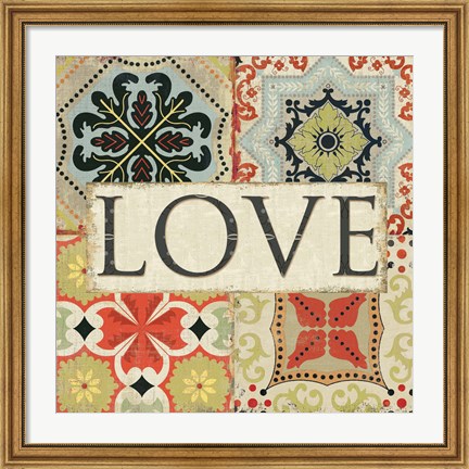 Framed Spice Santorini I - Love Print