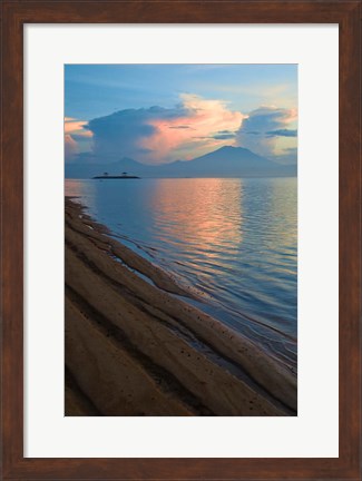 Framed Indonesia, Bali Sanur Beach with Mount Gunung Agung Print