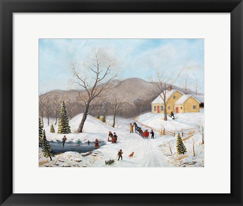 Framed Winter At The Old Homestead Print
