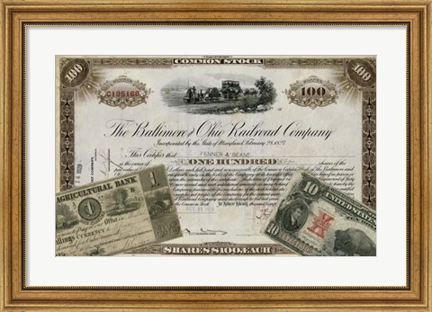 Framed Antique Stock Certificate III Print