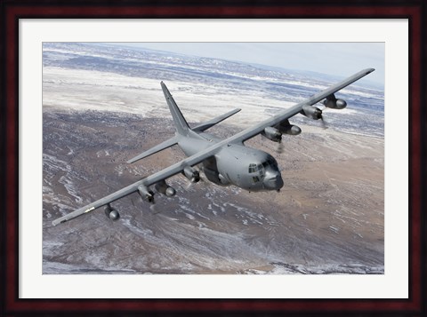 Framed MC-130 Aircraft Manuevers over New Mexico Print
