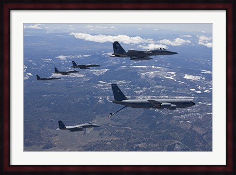 Framed Five F-15 Eagles Refueling Print