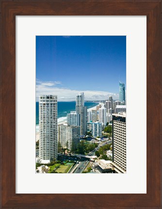 Framed Australia, Gold Coast, Surfers Paradise, city skyline Print