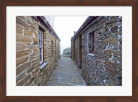 Framed Historic Mitchell&#39;s Cottage and Hoar Frost, Fruitlands, near Alexandra, Central Otago, South Island, New Zealand Print