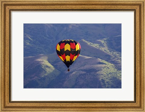 Framed Hot Air Balloon and Mountains, South Island, New Zealand Print