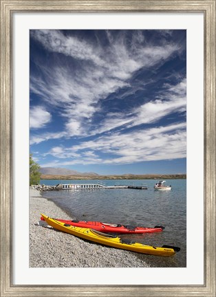 Framed Kayaks, Lake Ohau, Canterbury, South Island, New Zealand Print