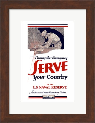 Framed Serve Your Country - US Naval Reserve Print