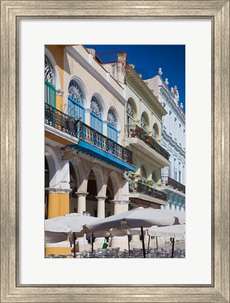 Framed Cuba, Havana, Plaza Vieja, renovated buildings Print