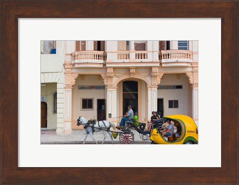 Framed Horse cart, historic center, Havana, UNESCO World Heritage site, Cuba Print