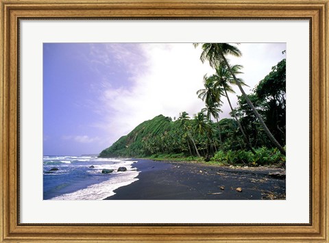 Framed Black Sand Beach, Dominica Print