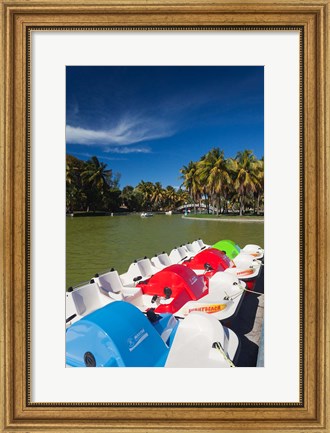 Framed Cuba, Matanzas, Varadero, Parque Josone park paddle boats Print