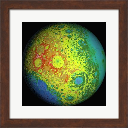 Framed Lunar Topography Globe Print