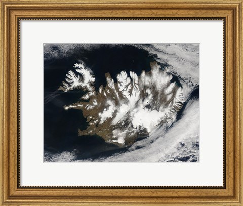 Framed Satellite view of Iceland Print