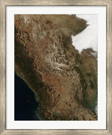 Framed Satellite View of the Landscape of Central Mexico Print