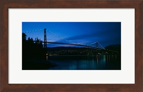 Framed Lions Gate bridge at night, Burrard Inlet, Vancouver, British Columbia Print