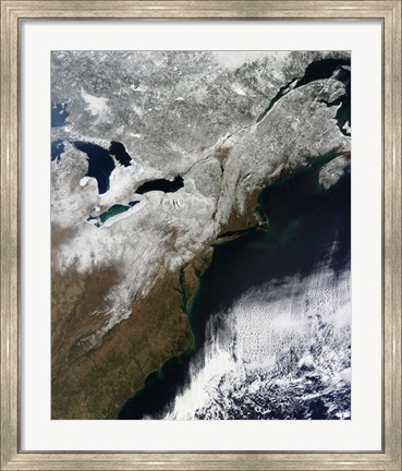 Framed Snow Cover Stretching from Canada Southward to West Virginia Print