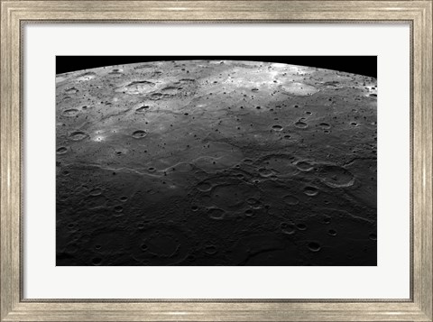 Framed Large Craters on the Planet Mercury Print