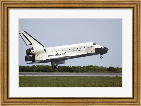 Framed Space Shuttle Discovery Approaches Landing on the Runway at the Kennedy Space Center Print